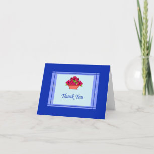 Poinsettia Thank You Card With Blue Border