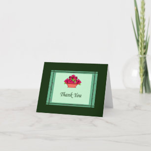 Poinsettia Thank You Card With Green Border