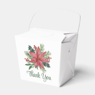 Poinsettia Thank You Wedding Red Floral Christmas Favour Box
