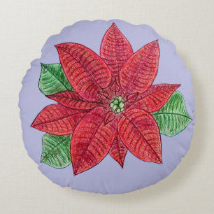 Poinsettia Throw Pillow - Lavender Background