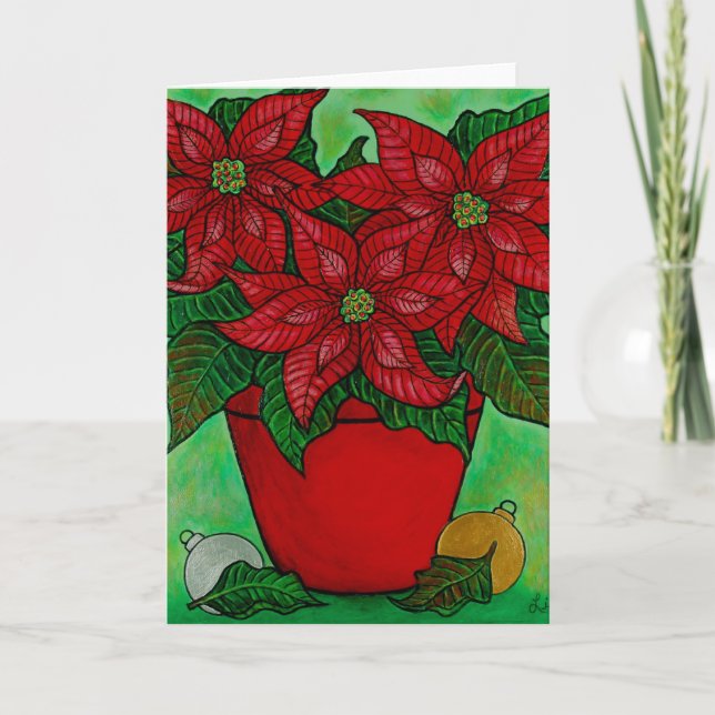 "Poinsettia Time" Greeting Card (Front)