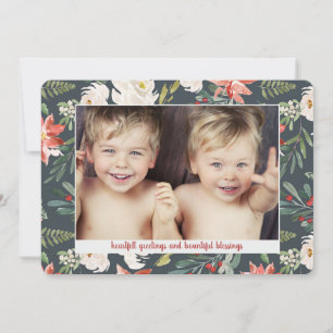 Poinsettia Watercolor 3 Photo Christmas Holiday