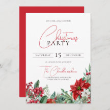 Poinsettia Watercolor Christmas Party