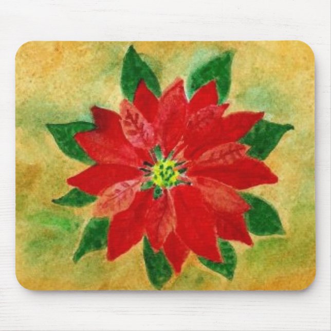 Poinsettia Watercolor Mousepad (Front)