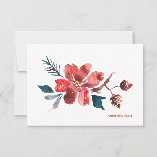 Poinsettia Watercolor Notecard (Front)