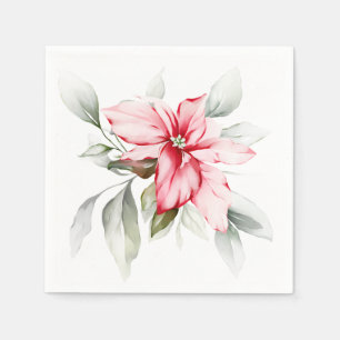 Poinsettia watercolour branches winter holiday cla napkin