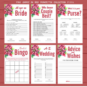 Poinsettia  Wedding A-Z Bridal Shower Game
