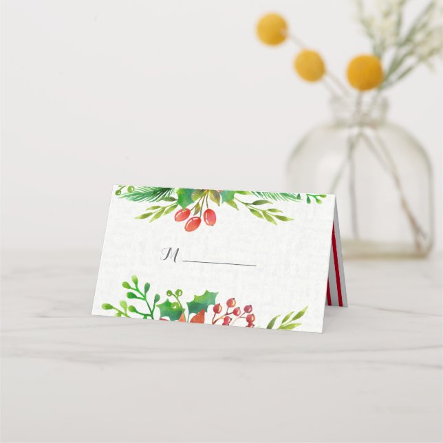 Poinsettia Wedding Place Card (Front)