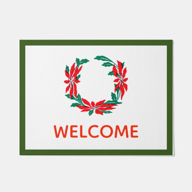 Poinsettia Welcome Mat (Front)
