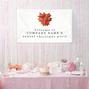 Poinsettia Welcome to Company Christmas Party  Banner