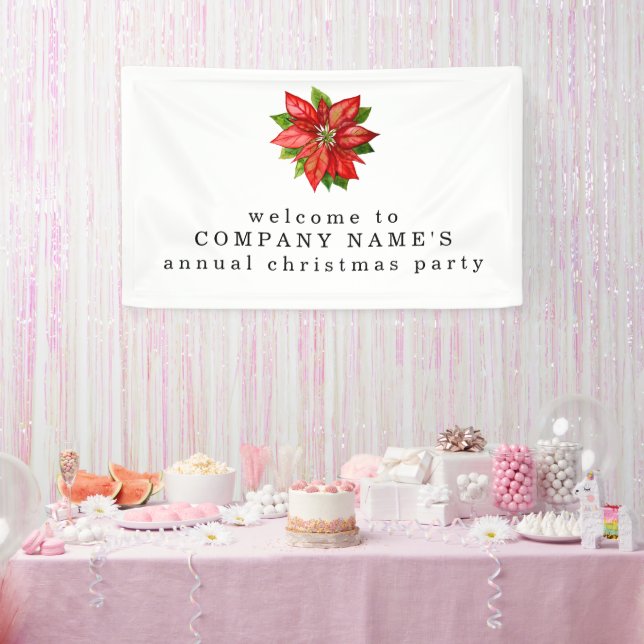 Poinsettia Welcome to Company Christmas Party  Banner (Party)