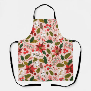 Poinsettia winter holiday apron