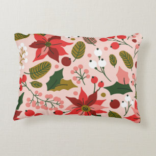 Poinsettia winter holiday decorative cushion