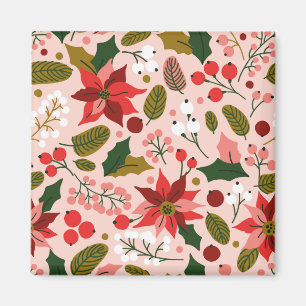 Poinsettia winter holiday magnet