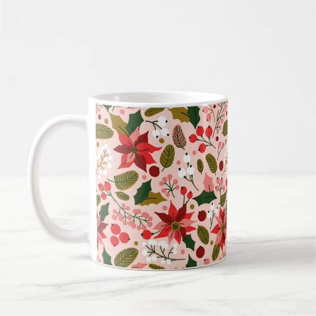 Poinsettia winter holiday mug (Left)