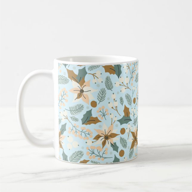 Poinsettia winter holiday mug (Left)