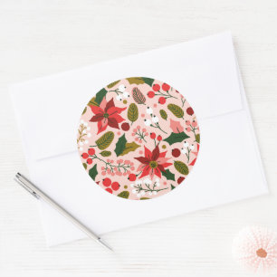 Poinsettia winter holiday sticker