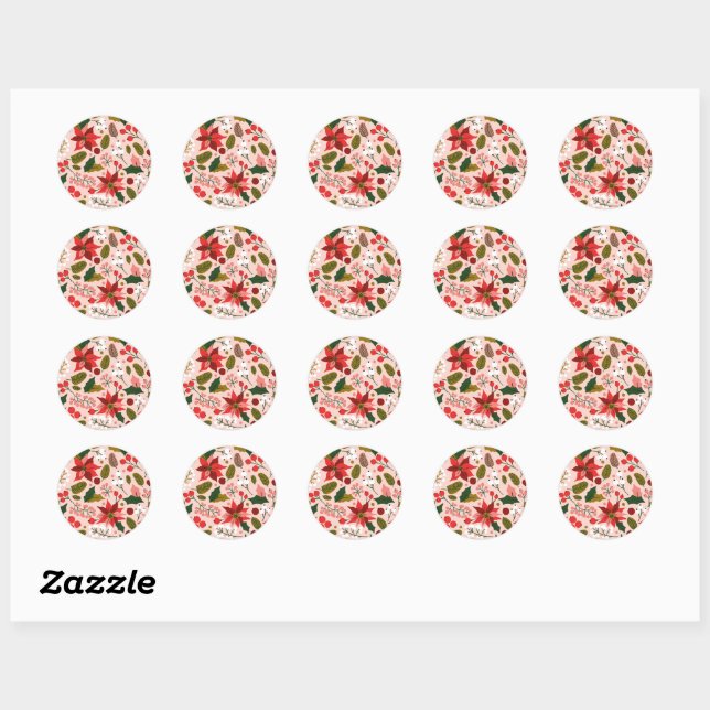 Poinsettia winter holiday sticker (Sheet)