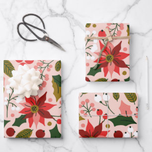 Poinsettia winter holiday wrapping paper