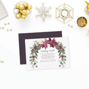Poinsettia Wishing Well Wedding   Scarlet Red Enclosure Card