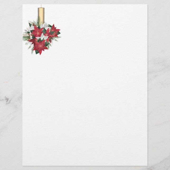 Poinsettia with Candle Bouquet Custom Letterhead (Front)