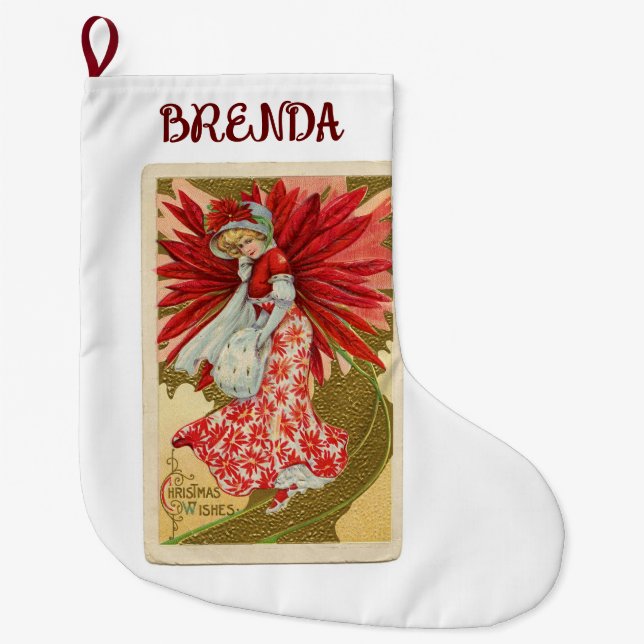  Poinsettia Woman Christmas Stocking (Front)