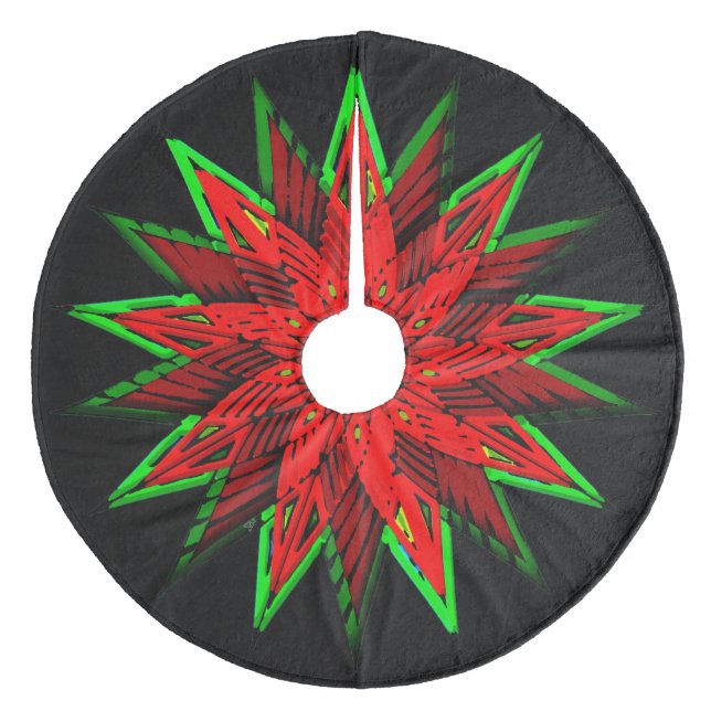Poinsettia WOW Fleece Tree Skirt (Front)
