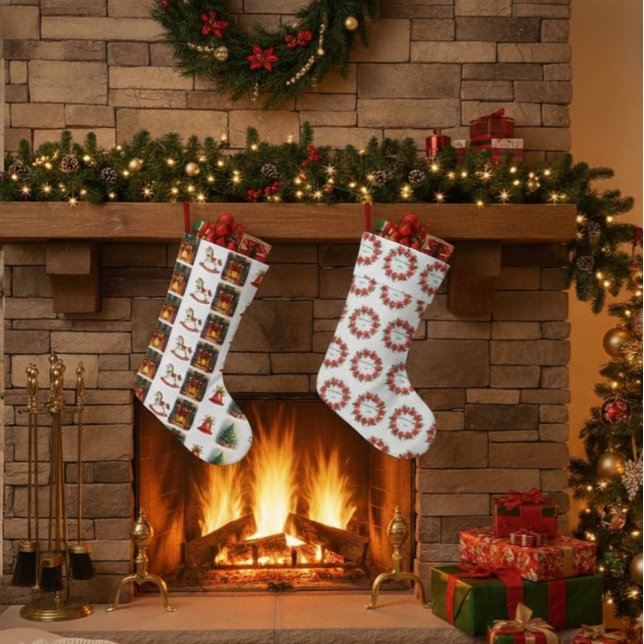 Poinsettia Wreath "Merry Christmas 2025 Large Christmas Stocking (Creator Uploaded)