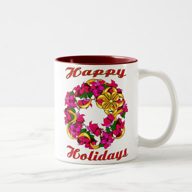 Poinsettia Wreath Mug (Right)