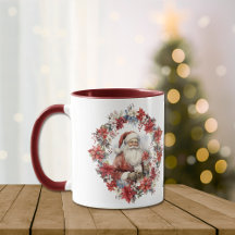 Poinsettia Wreath Santa Claus Christmas