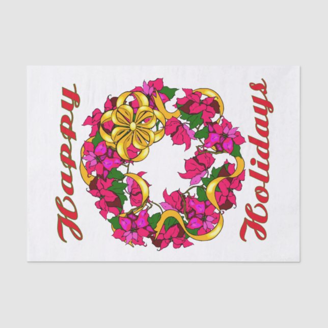 Poinsettia Wreath Tissue Paper (Front)