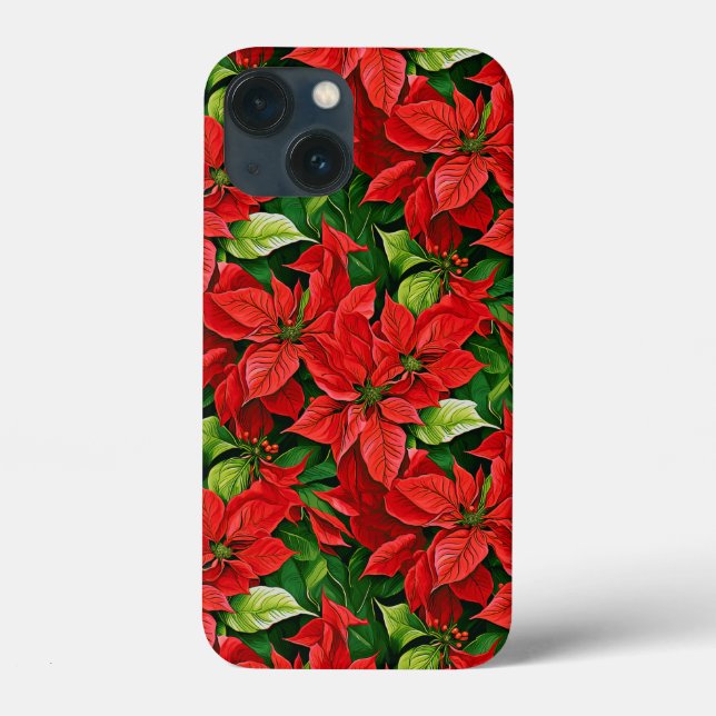 Poinsettias and Holly Leaves Case-Mate iPhone Case (Back)