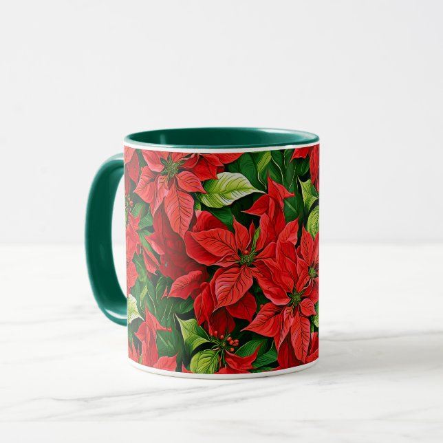 Poinsettias and Holly Leaves   Mug (Front Left)
