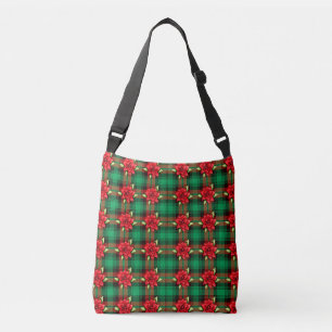 Poinsettias And Plaid Crossbody Bag