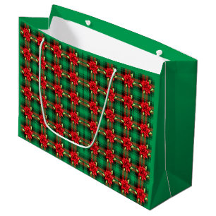 Poinsettias And Plaid Large Gift Bag