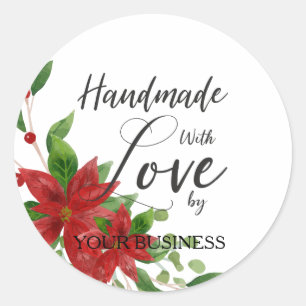 Poinsettias and Quote for Crafts Articles Handmade Classic Round Sticker