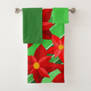 Poinsettias Bath Towel Set