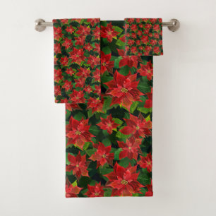 Poinsettias Bath Towel Set