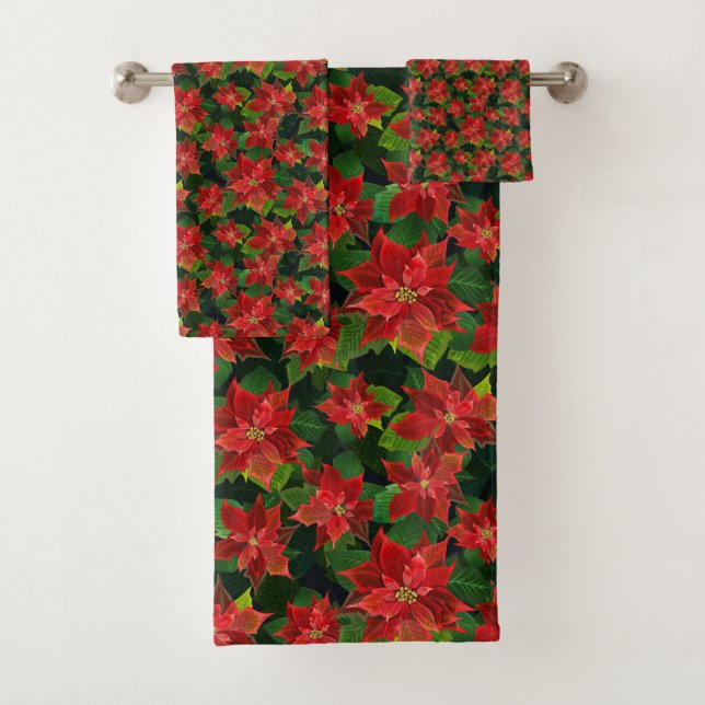 Poinsettias Bath Towel Set (Insitu)