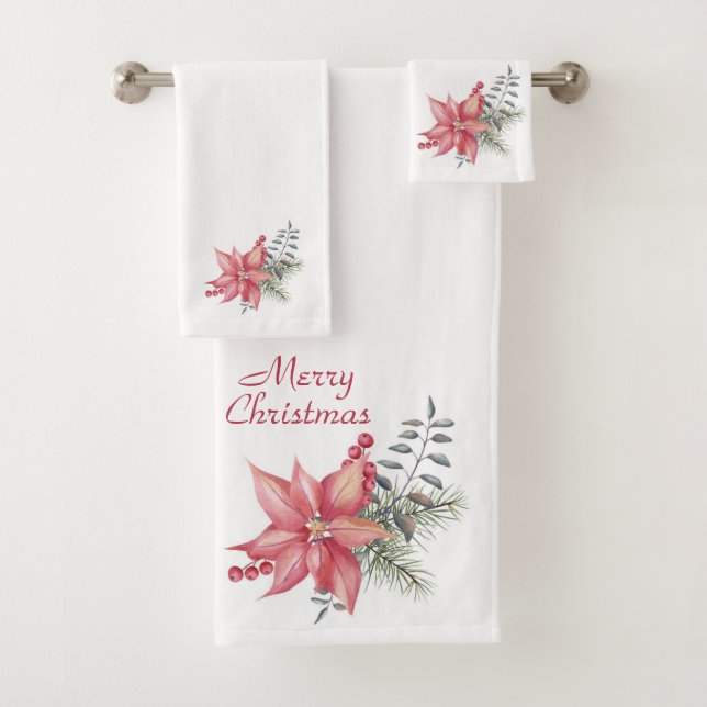 Poinsettias Bath Towel Set (Insitu)