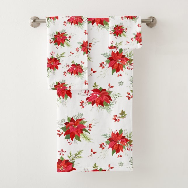 Poinsettias Bath Towel Set (Insitu)