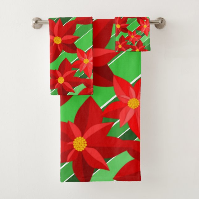 Poinsettias Bath Towel Set (Insitu)