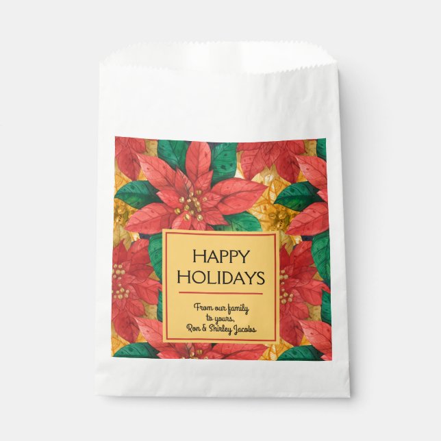 Poinsettias Christmas Floral Favour Bags (Front)