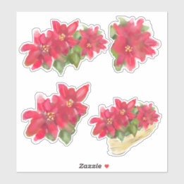 Poinsettias Christmas Holiday Floral Sticker Sheet