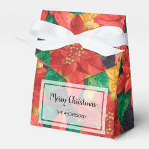 Poinsettias Christmas Holiday Tent Favour Box