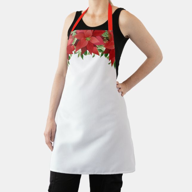 Poinsettias Christmas Personalised Custom Apron (Insitu)