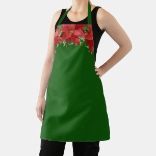 Poinsettias Christmas Personalised Custom Apron