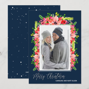 Poinsettias Christmas Photo Holiday Card