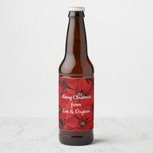 Poinsettias for Christmas, template. Beer Bottle Label
