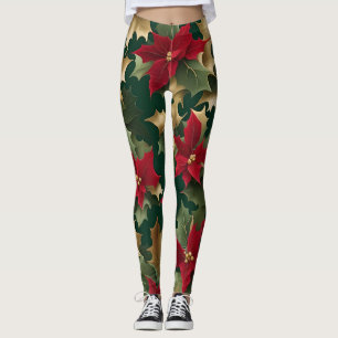 poinsettias galore leggings